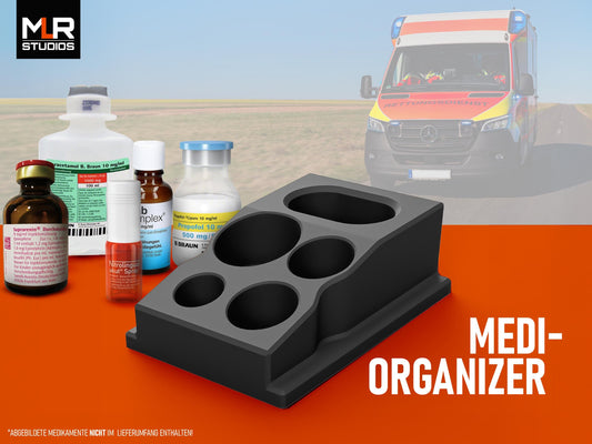 RTW-Schrankeinsatz Großampullen - Medikamenten-Organizer passend für Strobel-Rettungswägen OHNE Wannen-Einsatz im Medikamentenschrank