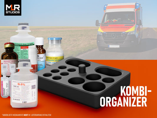 RTW-Schrankeinsatz Glukose & Medis - passend für Strobel-Rettungswägen MIT Wannen-Einsatz im Medikamentenschrank